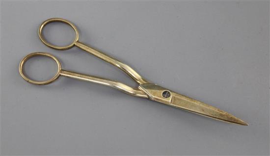 A pair of late George III silver gilt scissors by Eley & Fearn, 61 grams.